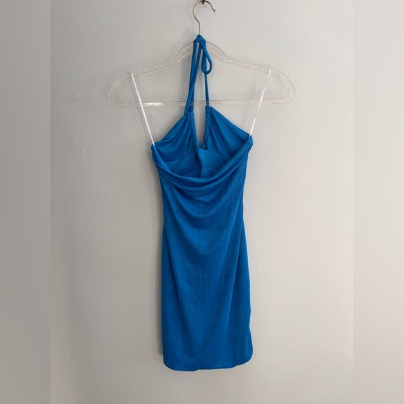 PRINCESS POLLY Blue Halter Neck Bodycon Mini Dress - Picture 4 of 6